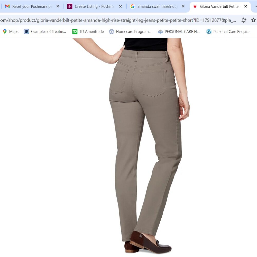 NWT GLORIA VANDERBILT  HIGH RISE, STRAIGHT LEG HAZELNUT JEANS